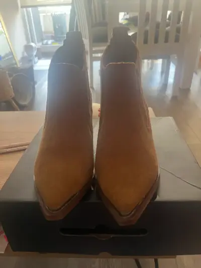 Botines de gamuza marrón para mujer - miniatura 1