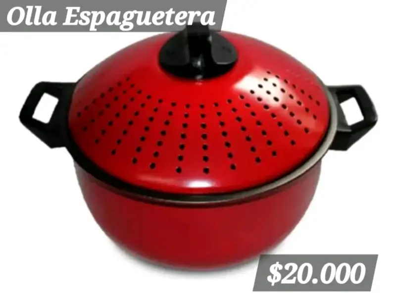 Olla espaguetera roja con tapa - 2