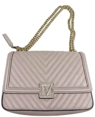 Cartera de cuero beige con cadena dorada - miniatura 1