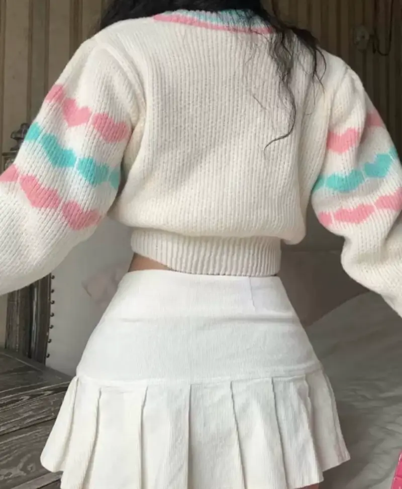 Cardigan de punto con diseño de corazones - 2
