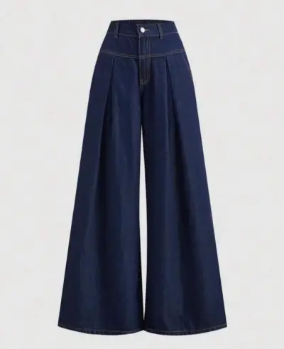 Pantalones anchos de mezclilla azul oscuro - miniatura 1