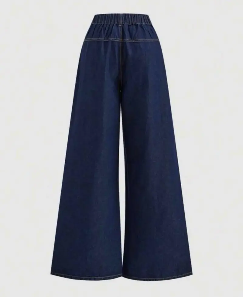 Pantalones anchos de mezclilla azul oscuro - 2
