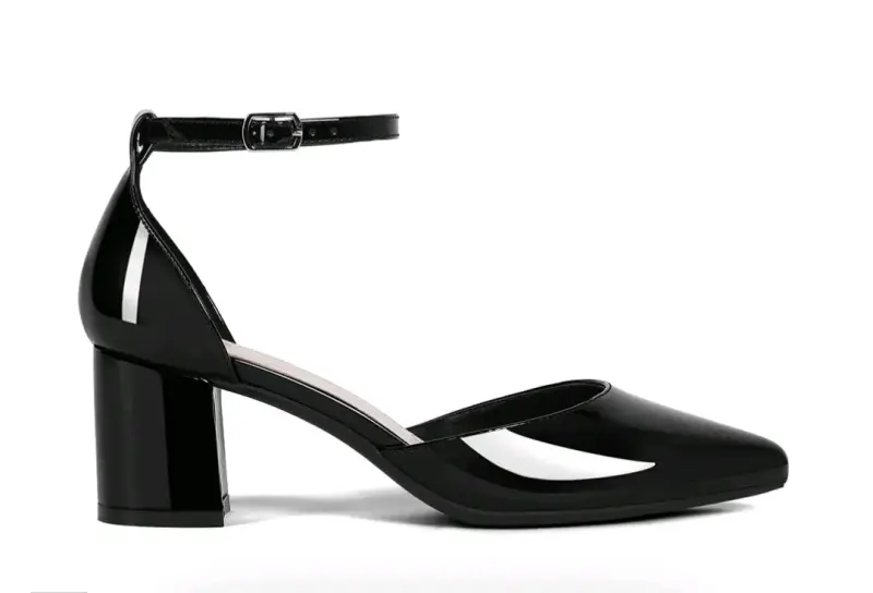 Zapatos de tacón bajo negro charol - 1