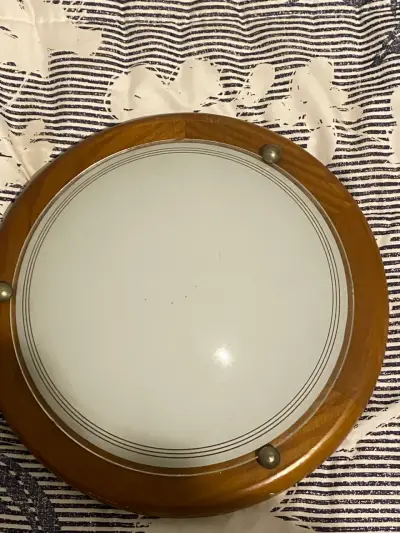 Lámpara de techo vintage de madera y vidrio - miniatura 1