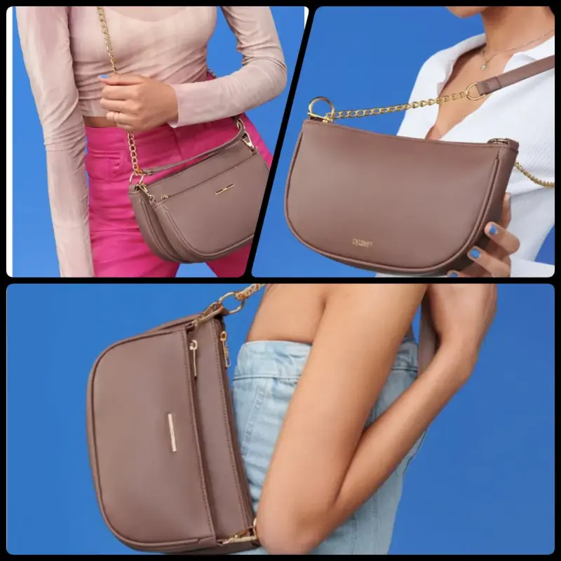 Cartera marrón con cadena dorada CYZONE