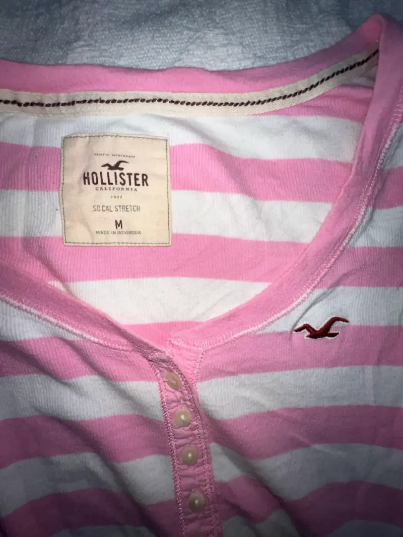 Polera rayada rosada Hollister manga larga - 2