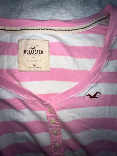 Polera rayada rosada Hollister manga larga - miniatura 2