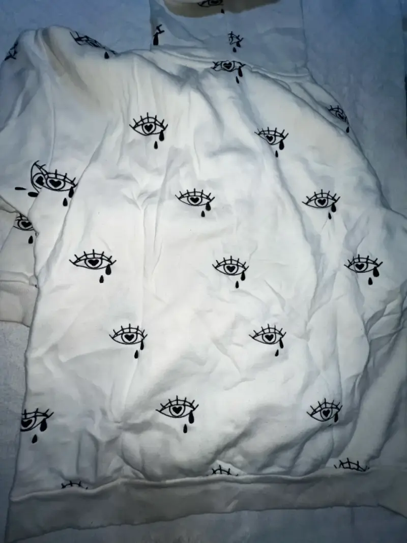 Polerón blanco con estampado de ojos - 3