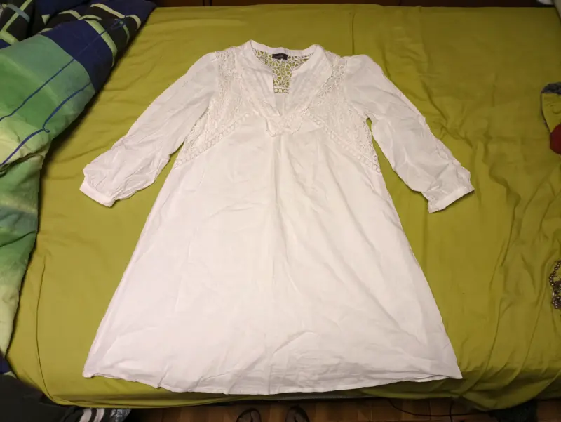 Vestido blanco con encaje floral - 5