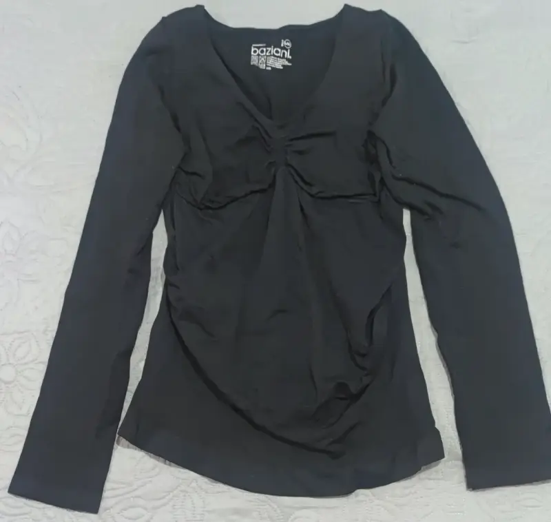 Camiseta negra para embarazada manga larga Baziani