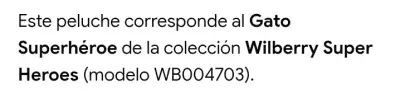 Peluche Gato Superhéroe Wilberry - miniatura 1