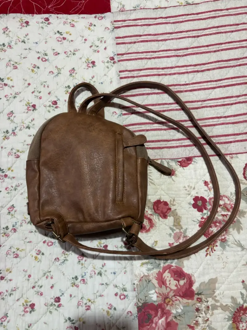 Mochila RKF pequeña de cuero y tela étnica - 2