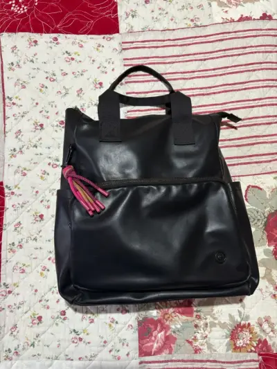 Mochila negra de cuero sintéti lounge - miniatura 1