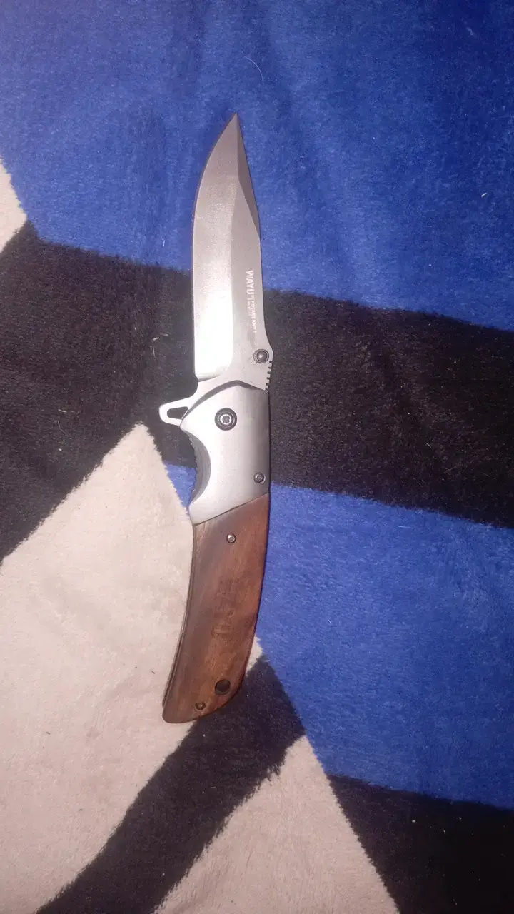 Cuchillo plegable de acero inoxidable y madera