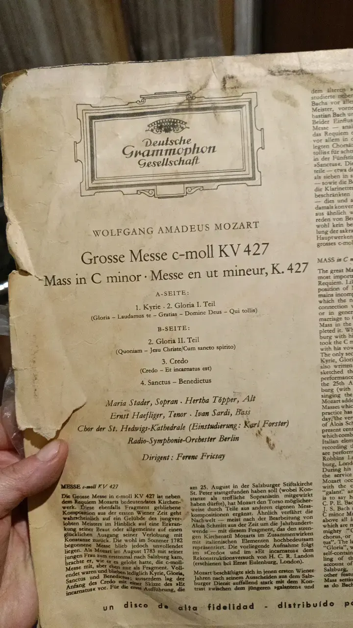 Vinilo Mozart Gran Misa en Do menor - 2