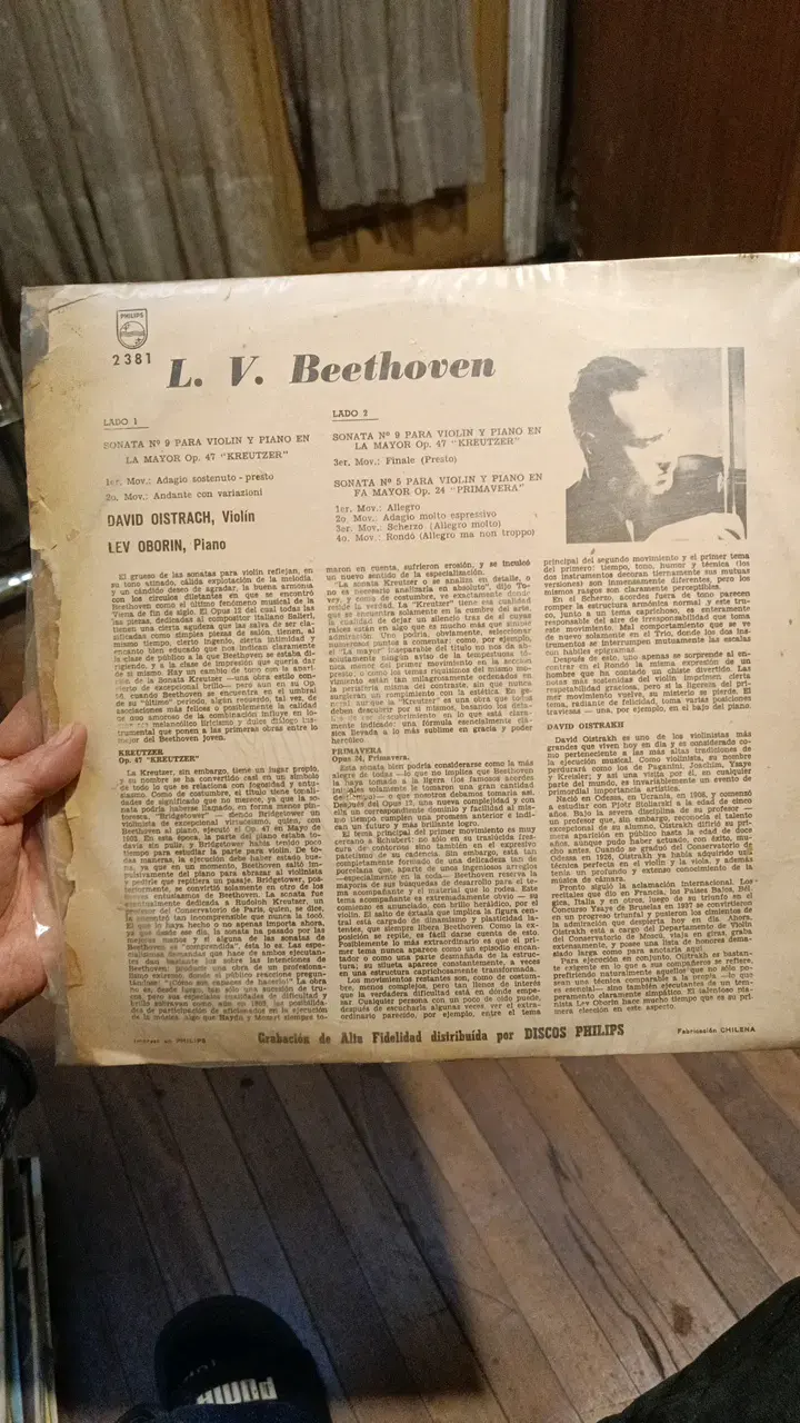 Vinilo Beethoven Sonatas Kreutzer y Primavera - 3