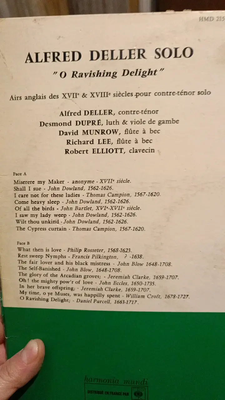 Vinilo Alfred Deller Solo - Música Clásica - 3