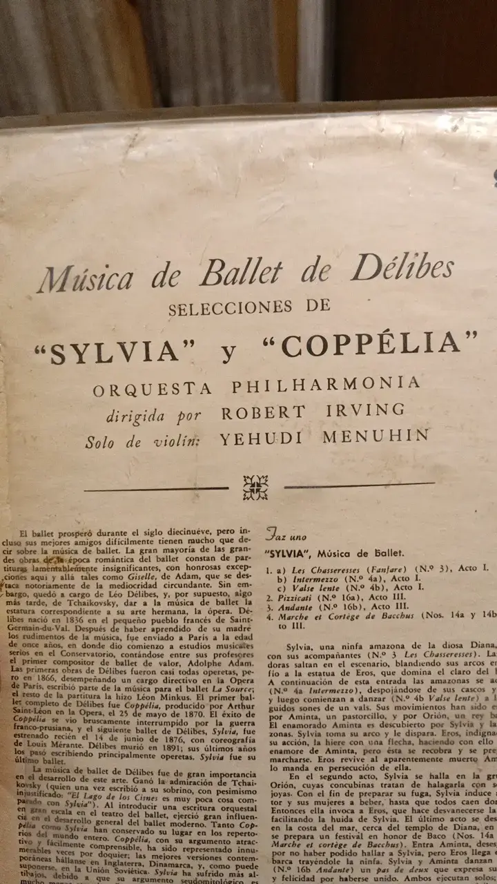 Vinilo Sylvia y Coppélia Yehudi Menuhin - 2