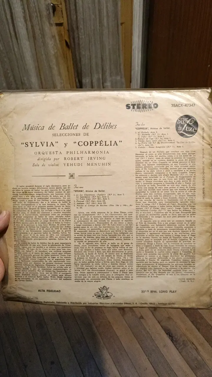 Vinilo Sylvia y Coppélia Yehudi Menuhin - 3