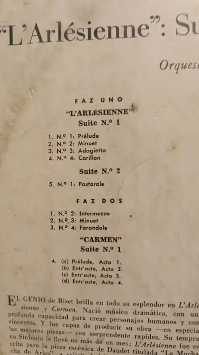 Vinilo Bizet L'Arlesienne y Carmen - miniatura 2