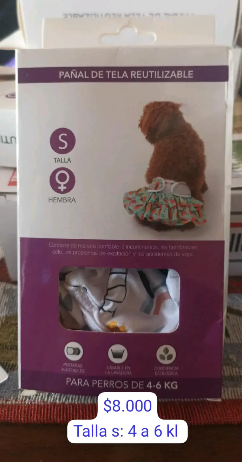 Pañal de tela reutilizable para perros talla S