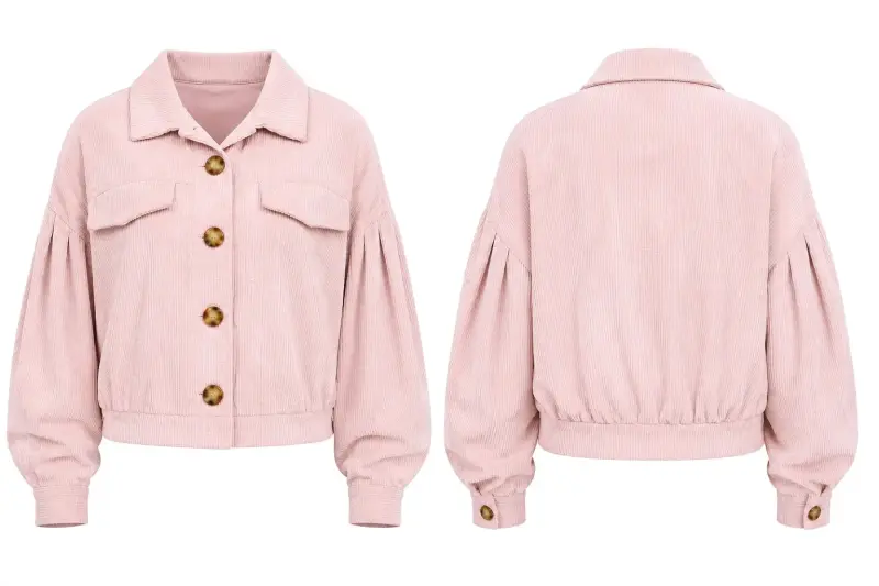 Chaqueta de pana rosa con botones grandes