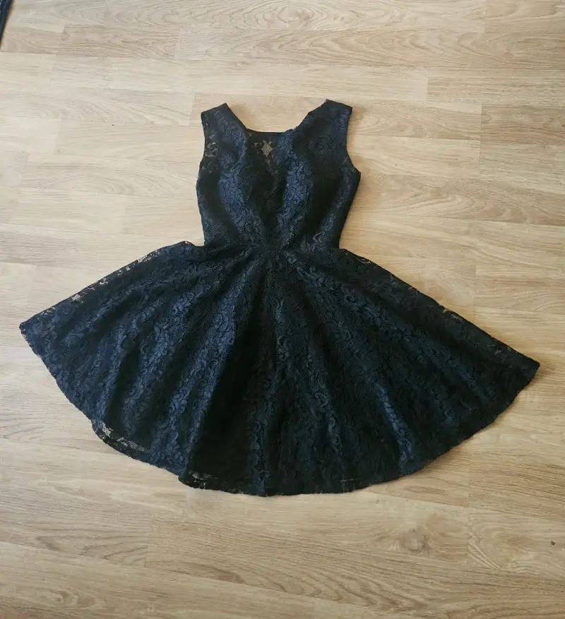 Vestido de encaje negro elegante gotico - 1