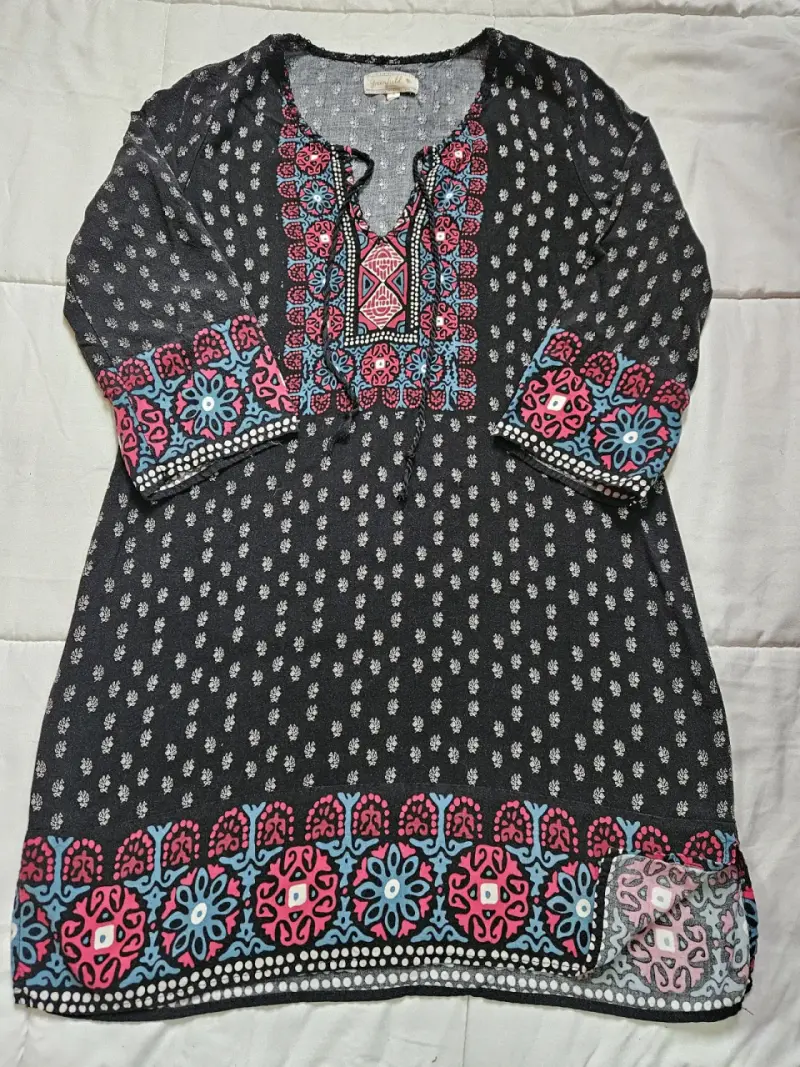 Vestido bohemio estampado multicolor - 1