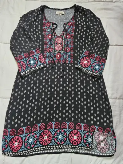 Vestido bohemio estampado multicolor - miniatura 1