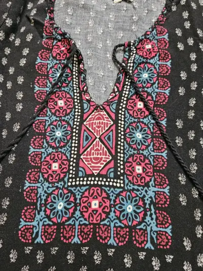 Vestido bohemio estampado multicolor - miniatura 4