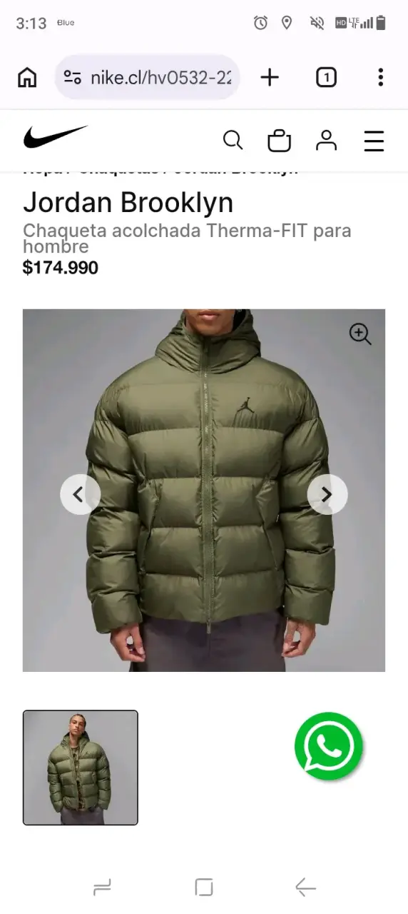 Chaqueta acolchada Jordan Brooklyn verde para hombre