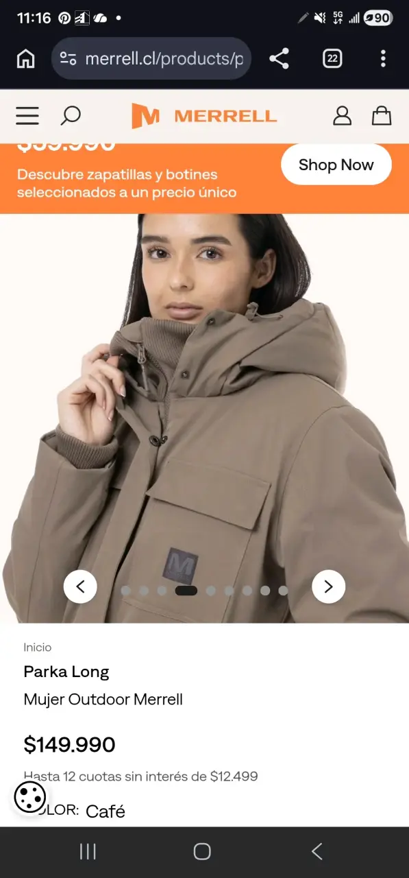 Parka larga café para mujer Merrell - 2