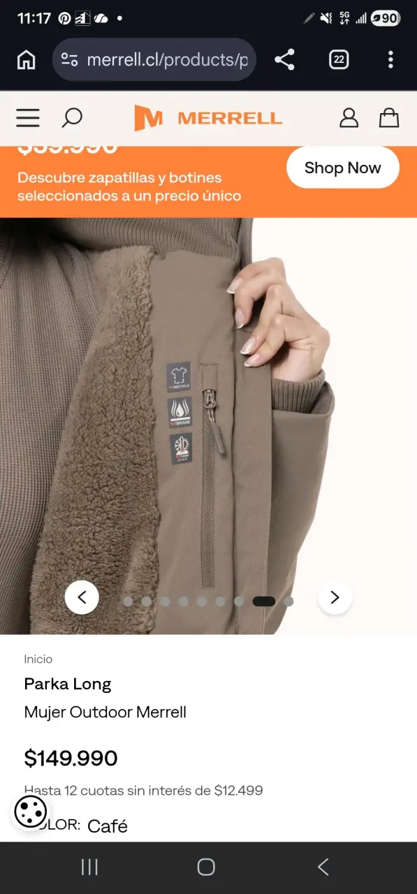 Parka larga café para mujer Merrell - 3