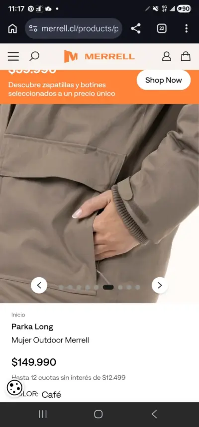 Parka larga café para mujer Merrell - miniatura 4