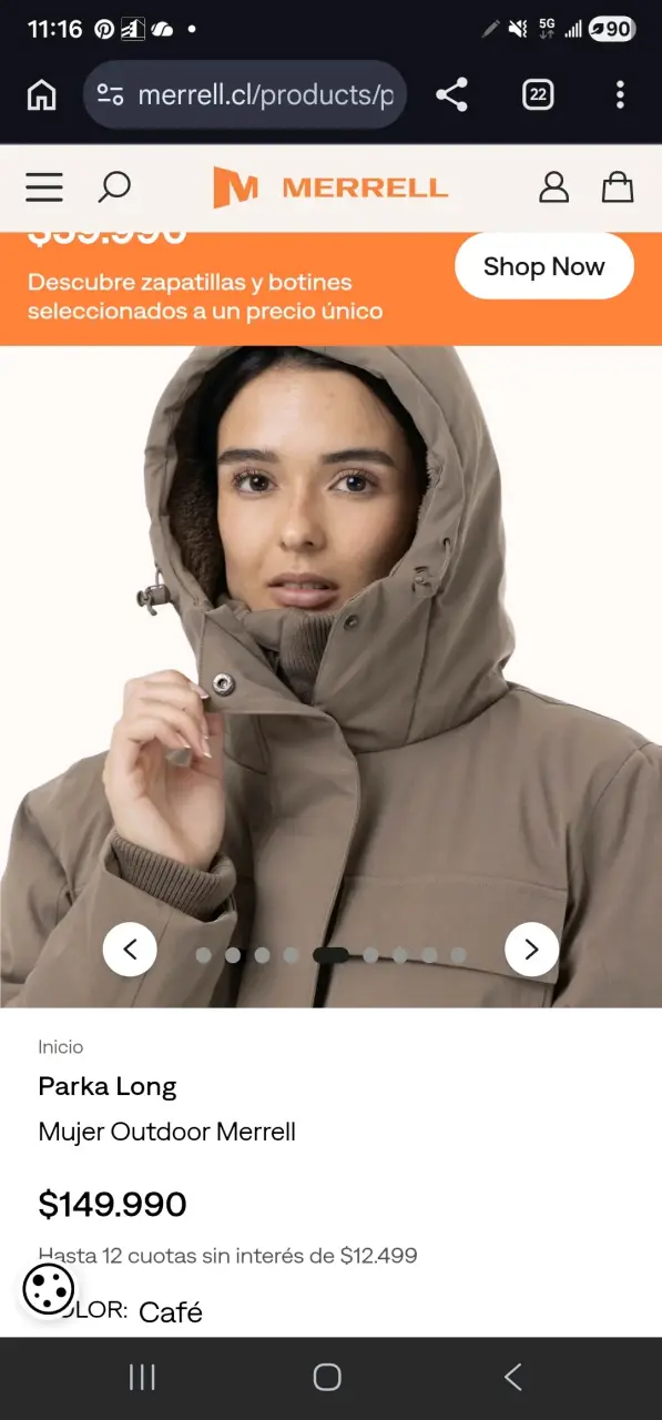 Parka larga café para mujer Merrell - 5
