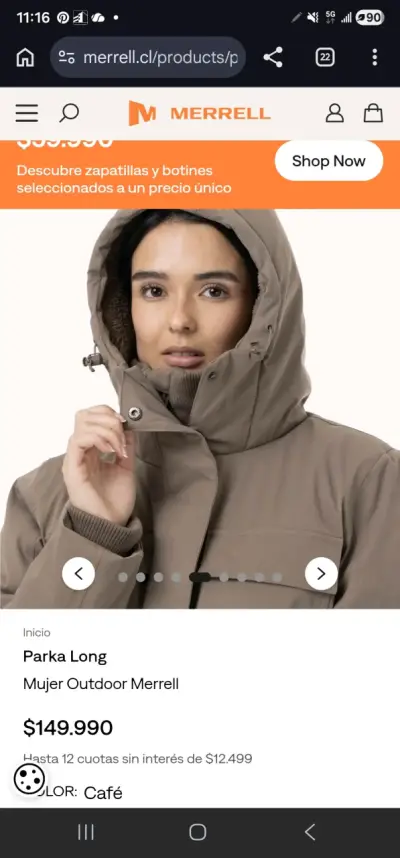 Parka larga café para mujer Merrell - miniatura 5
