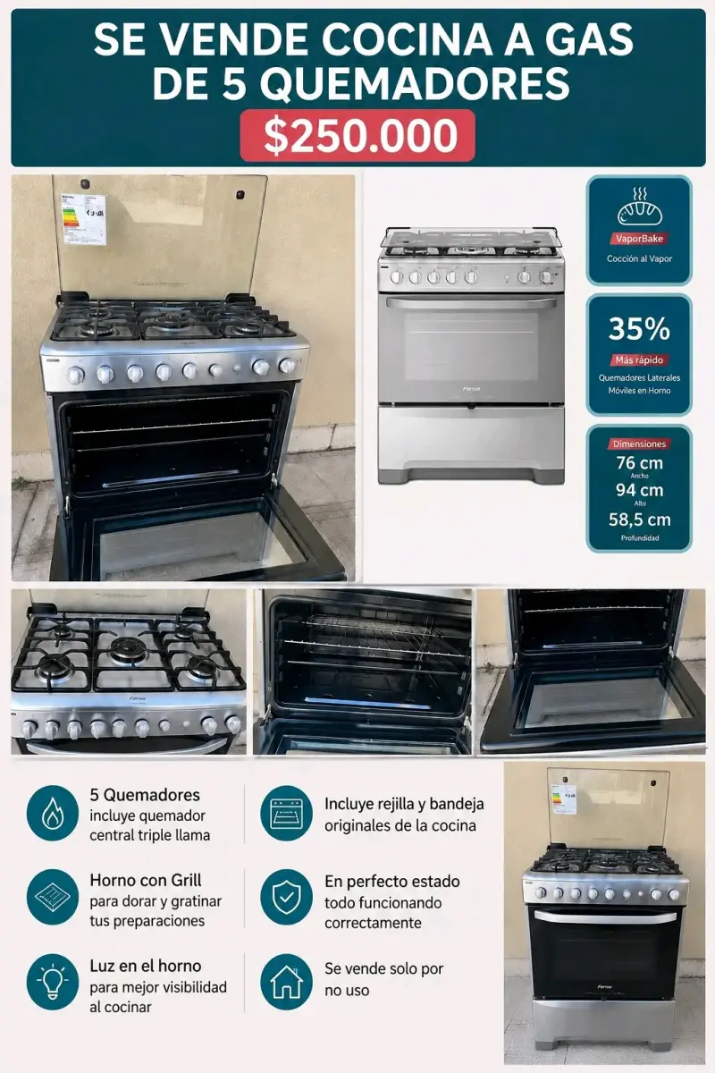 Cocina a gas Ferreti 5 quemadores