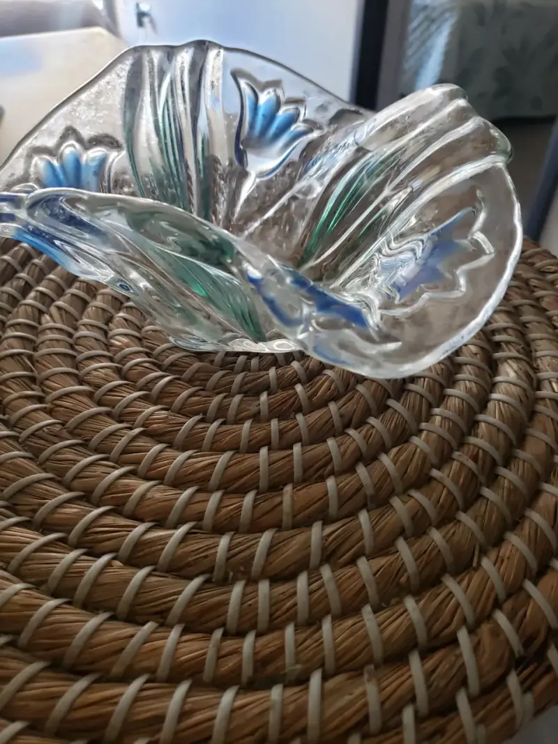 Florero de vidrio con diseño floral azul 2 piezas - 2