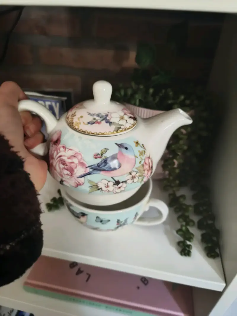 Tetera y taza floral de porcelana - 2