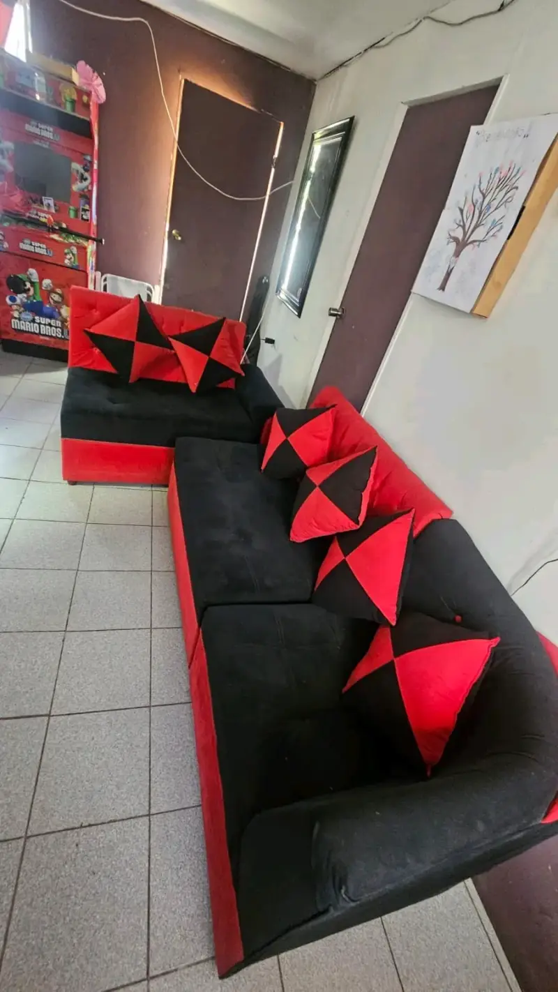 Juego de sofás modernos rojo y negro - 4