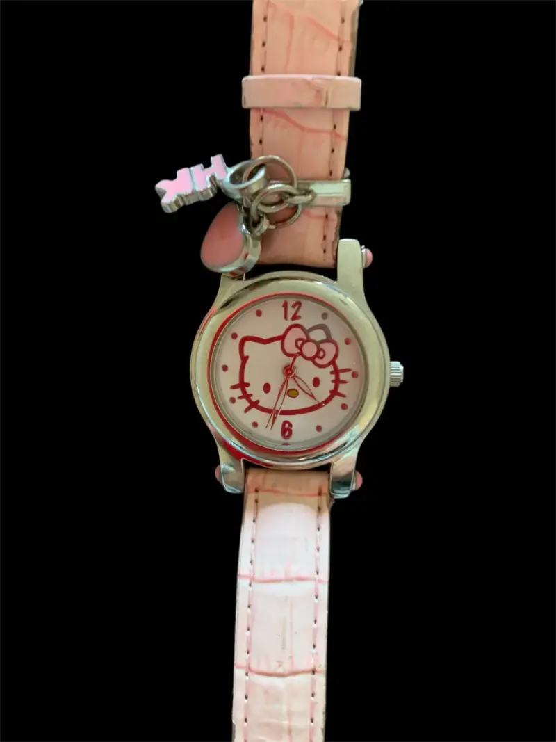 Reloj pulsera Hello Kitty rosa con dijes - 2