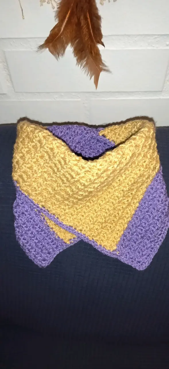 Cuello tejido a crochet bicolor - 1