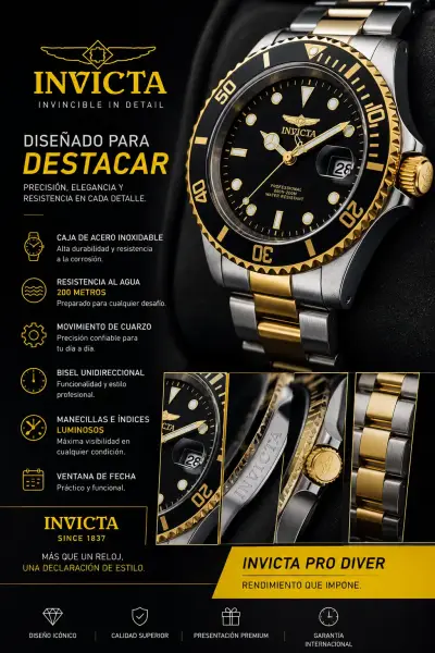 🔥RELOJ INVICTA Pro Diver dorado y plateado🔥 - miniatura 3