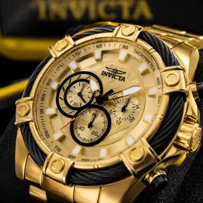 🔥RELOJ INVICTA dorado cronógrafo elegante🔥 - miniatura 1