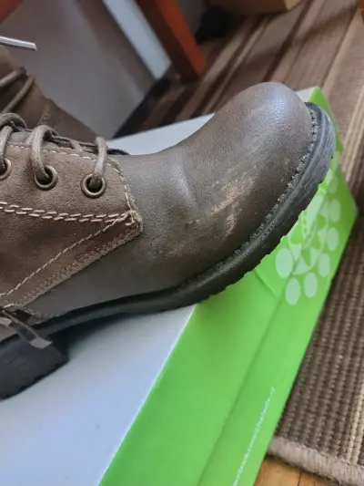 Botines de cuero marrón con forro tejido - miniatura 3
