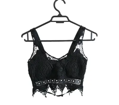 Top de encaje negro estilo crochet - miniatura 1