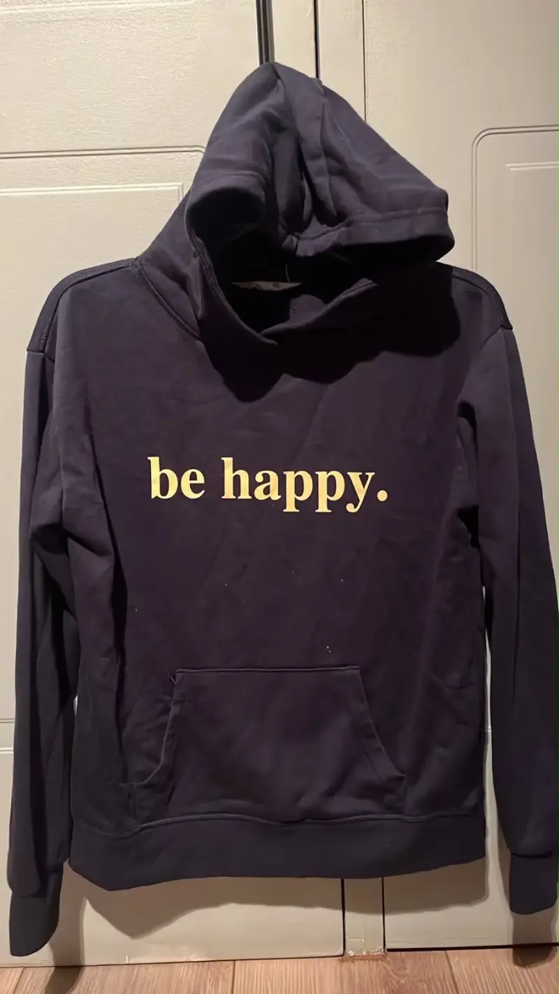 Polerón con capucha 'Be Happy' azul marino