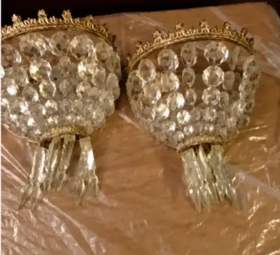 2 Apliques originales lágrimas Bronce y Cristal - miniatura 2