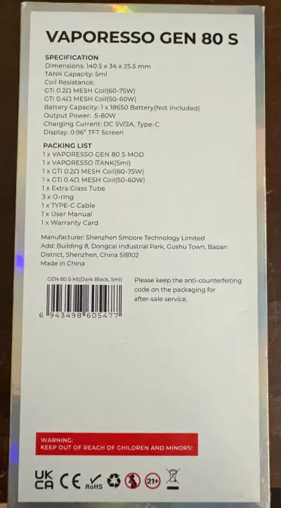 Vaporesso Gen 80 S Kit + 2 líquidos + 2 baterías - miniatura 2