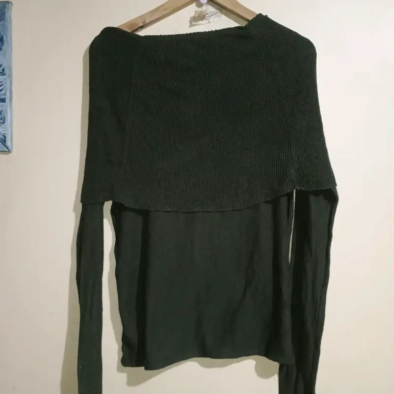 Suéter verde oscuro de Topman con cuello amplio - 2